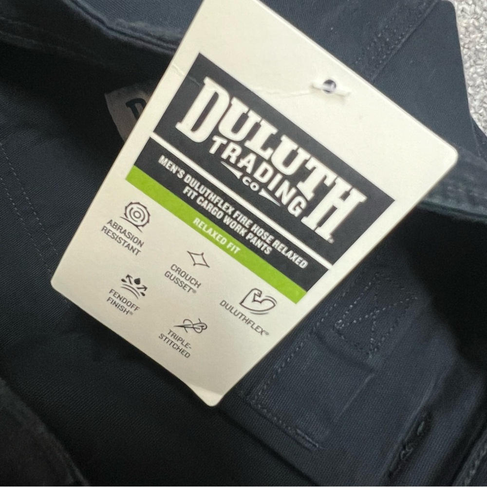 Duluth Trading Pants Mens 36x32 Black Flex Fire Hose Relaxed Fit Cargo Work NEW - Picture 9 of 11